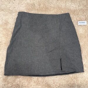 Old Navy Houndstooth Skirt‎ Womens M Black And White Slit Mini Preppy